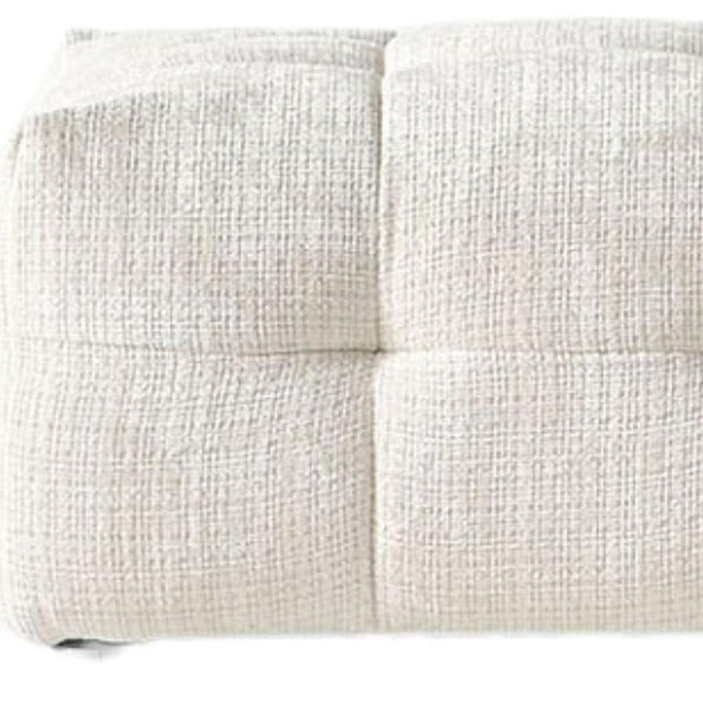 Beige and Black Chenille Tufted Pouf Ottoman - 36-inch