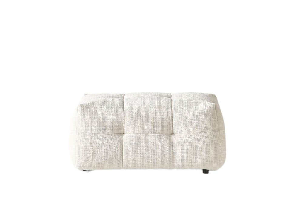 Beige and Black Chenille Tufted Pouf Ottoman - 36-inch