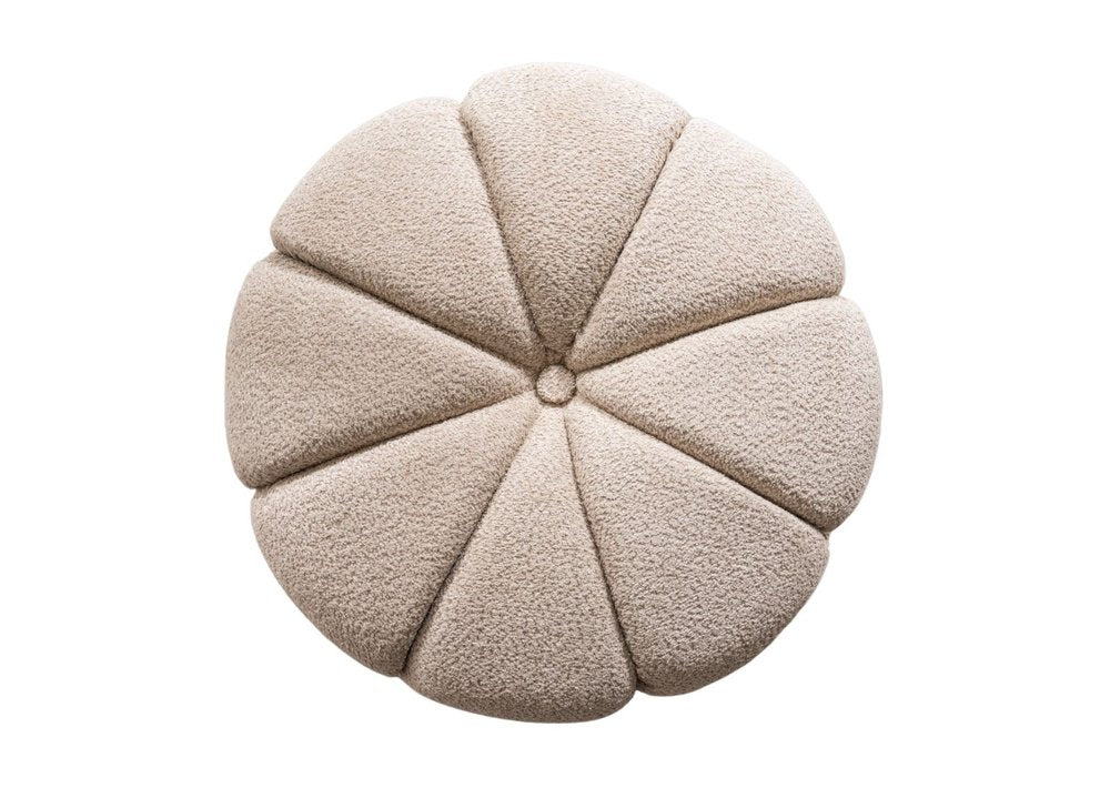 Taupe Tufted Boucle Tufted Round Ottoman - 32-inch