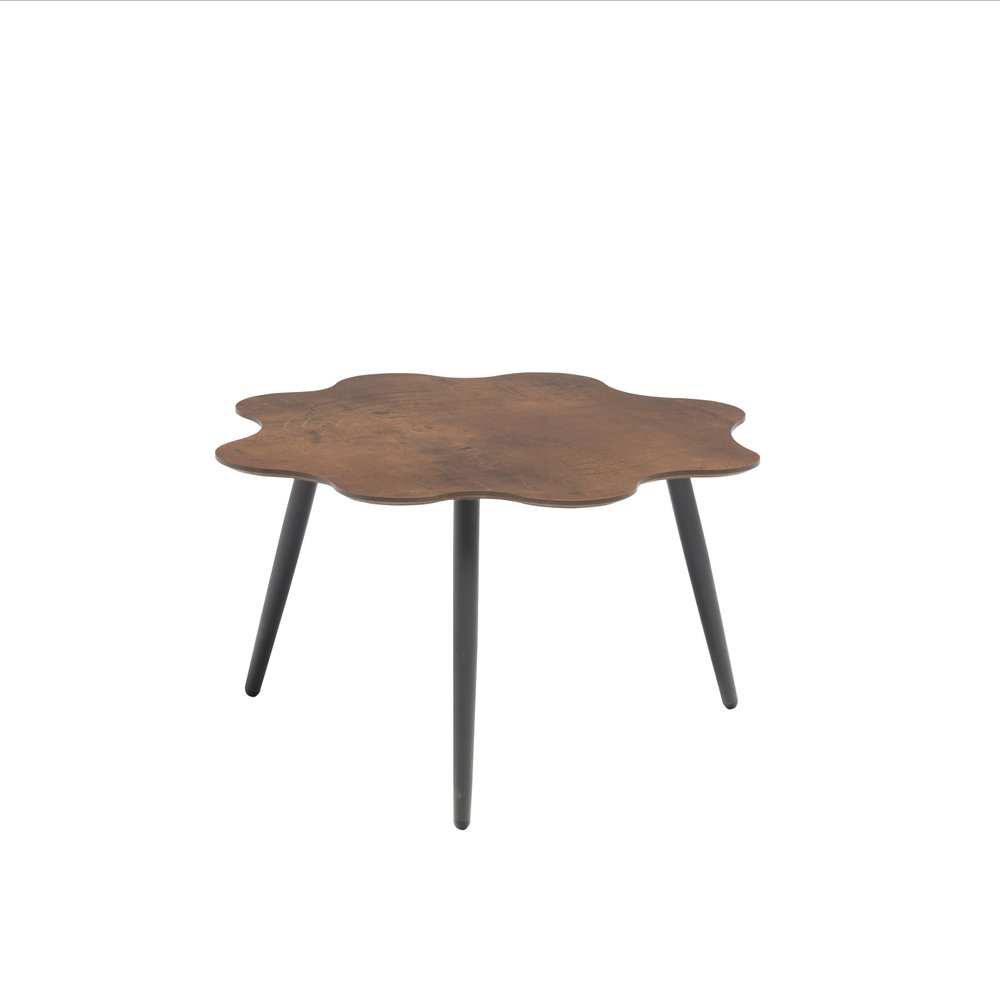 Brown and Dark Gray Wood and Aluminum Specialty Outdoor Side Table - 28-inch