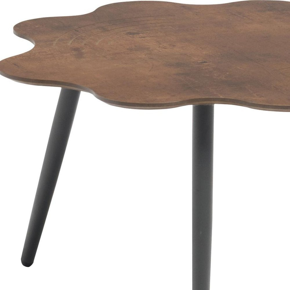 Brown and Dark Gray Wood and Aluminum Specialty Outdoor Side Table - 28-inch