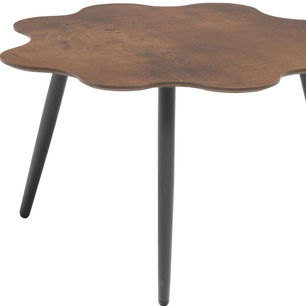 Brown and Dark Gray Wood and Aluminum Specialty Outdoor Side Table - 28-inch