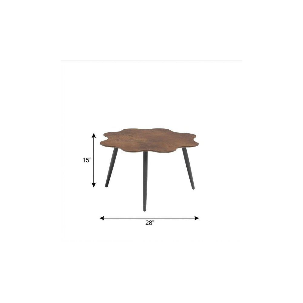 Brown and Dark Gray Wood and Aluminum Specialty Outdoor Side Table - 28-inch