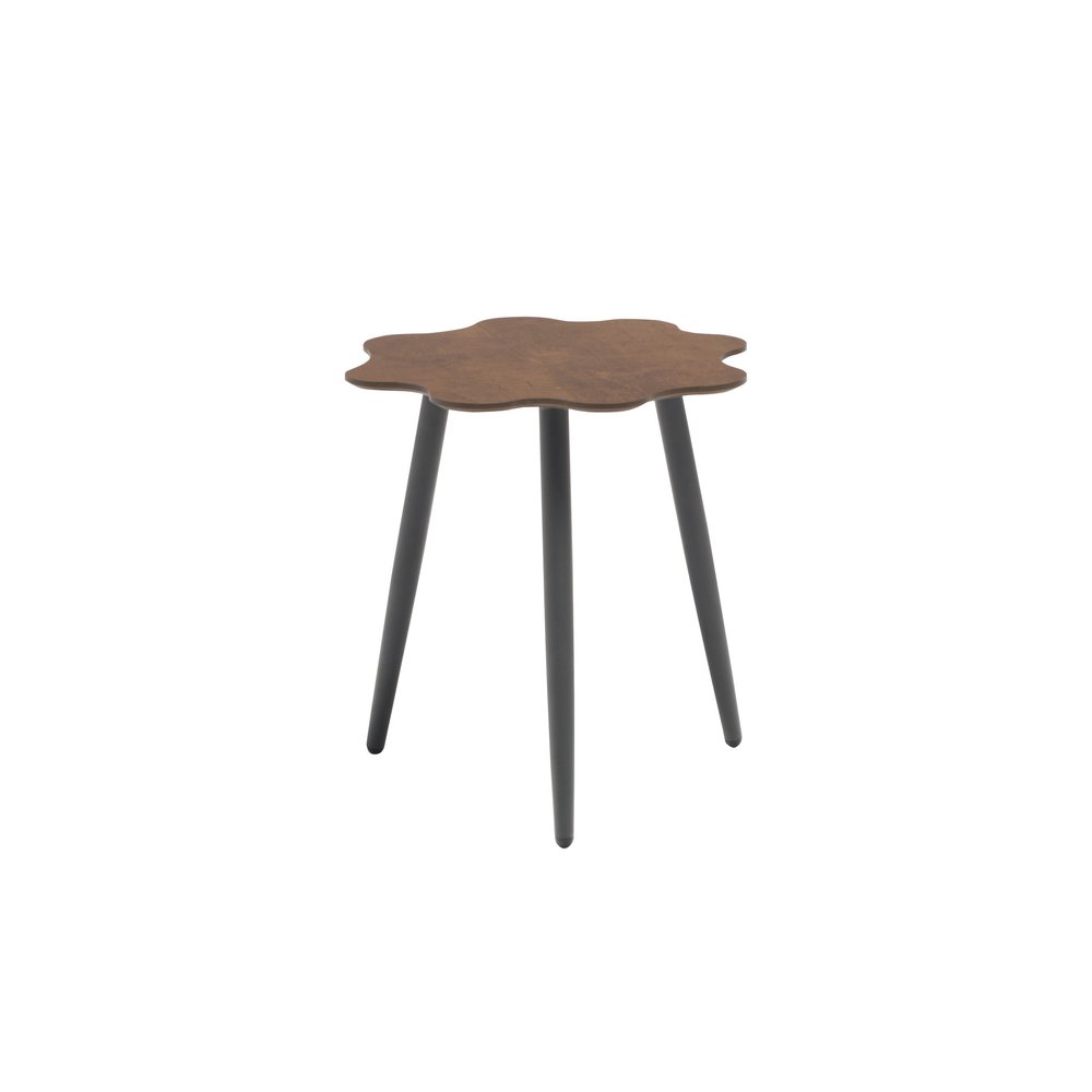 Brown and Dark Gray Wood and Aluminum Specialty Outdoor Side Table - 18-inch