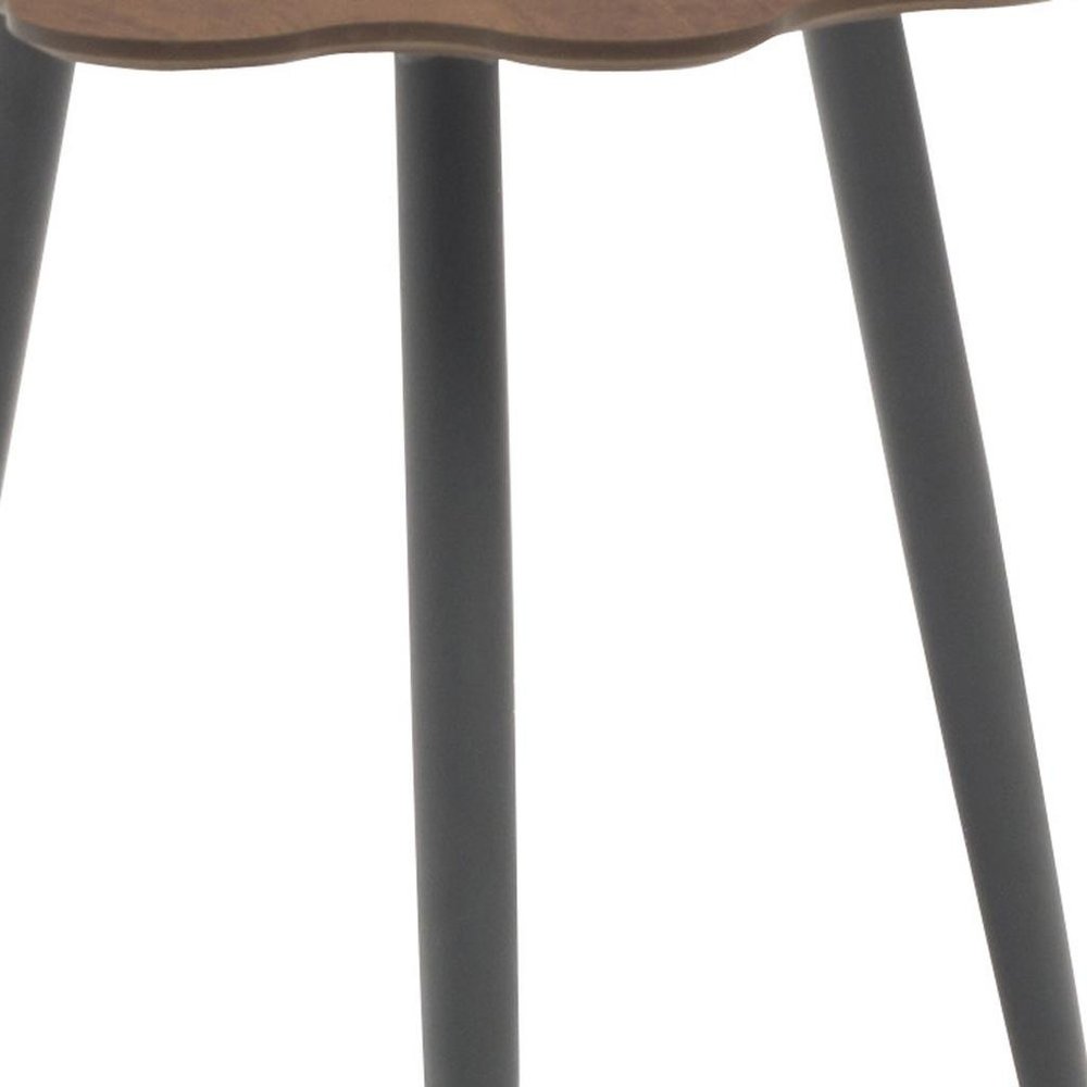 Brown and Dark Gray Wood and Aluminum Specialty Outdoor Side Table - 18-inch