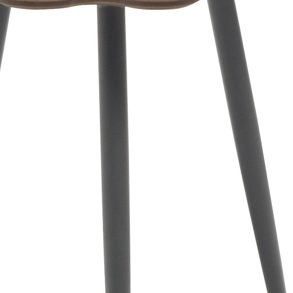 Brown and Dark Gray Wood and Aluminum Specialty Outdoor Side Table - 18-inch