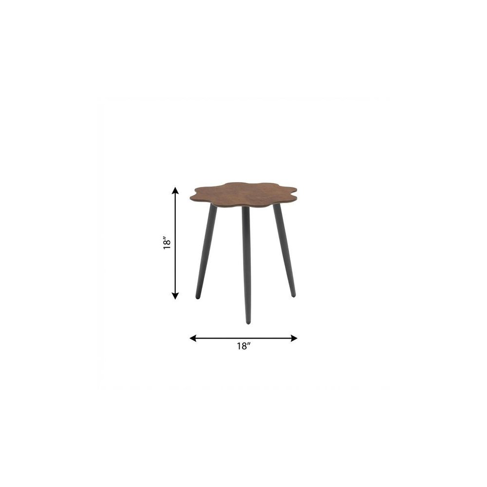 Brown and Dark Gray Wood and Aluminum Specialty Outdoor Side Table - 18-inch