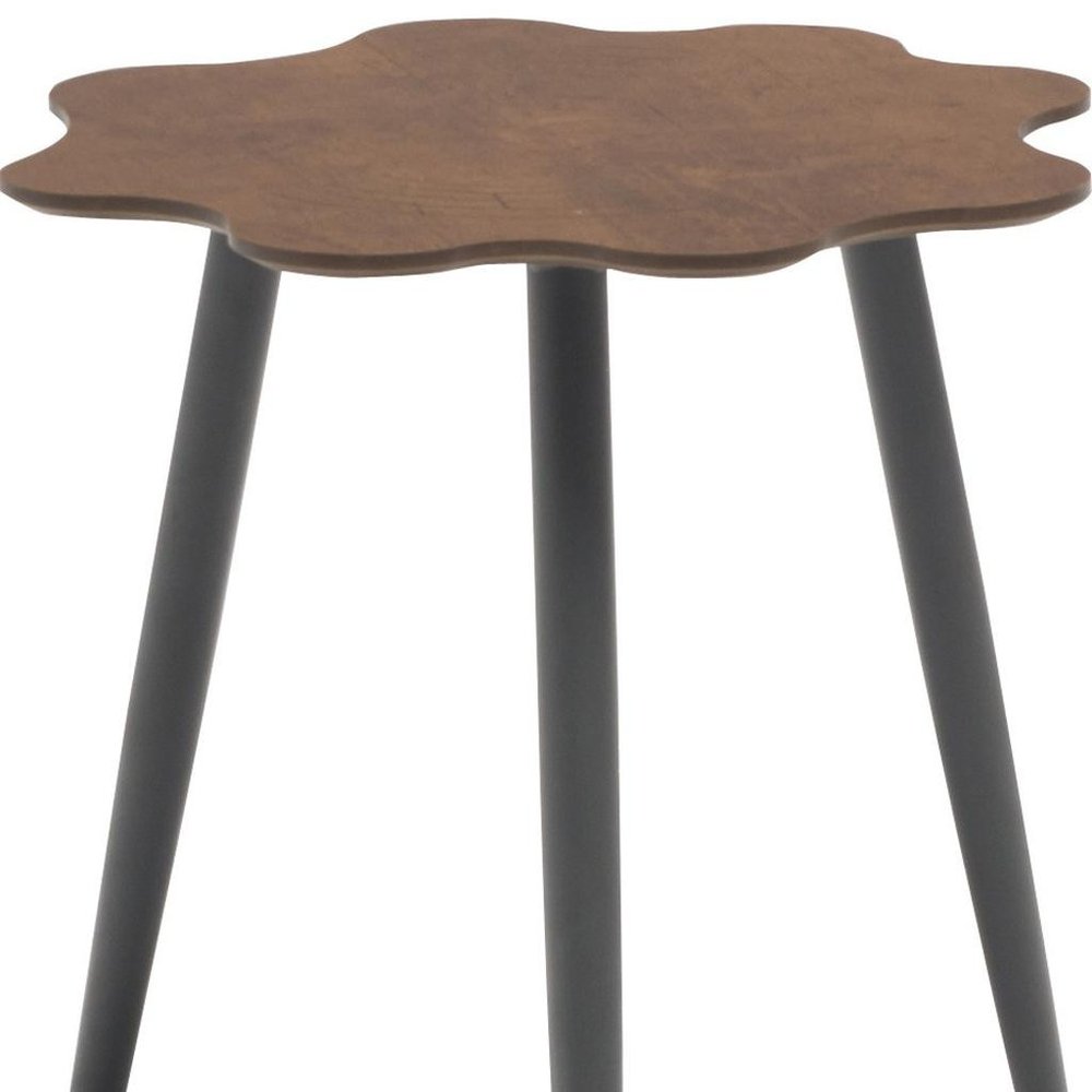 Brown and Dark Gray Wood and Aluminum Specialty Outdoor Side Table - 18-inch