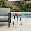 Brown and Dark Gray Wood and Aluminum Specialty Outdoor Side Table - 18-inch