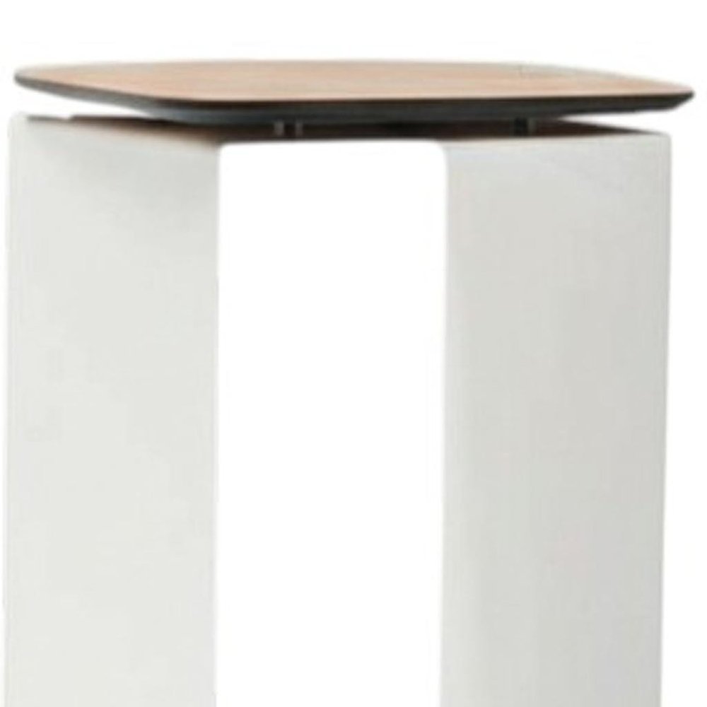 White and Brown Aluminum and Heavy Duty Resin Outdoor Side Table - 12-inch