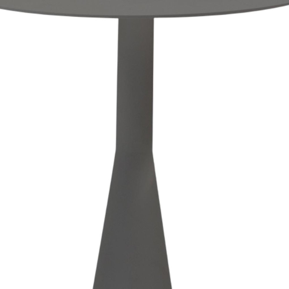 Dark Gray Aluminum Round Outdoor Side Table - 20-inch