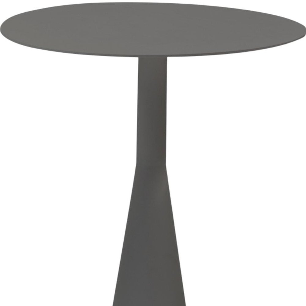 Dark Gray Aluminum Round Outdoor Side Table - 20-inch