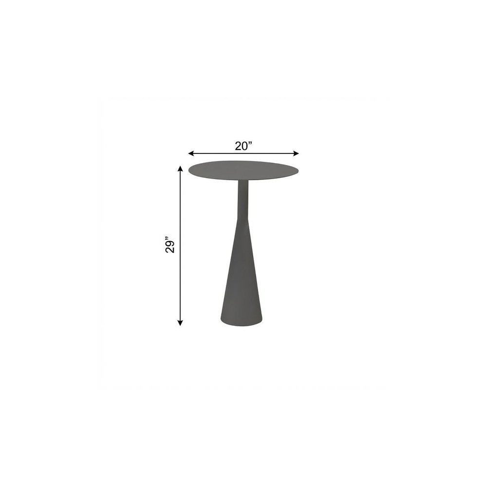 Dark Gray Aluminum Round Outdoor Side Table - 20-inch