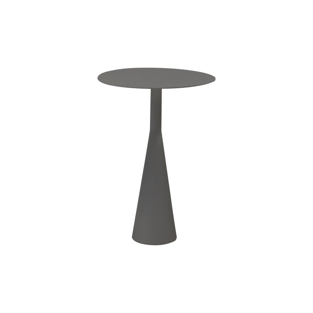 Dark Gray Aluminum Round Outdoor Side Table - 20-inch