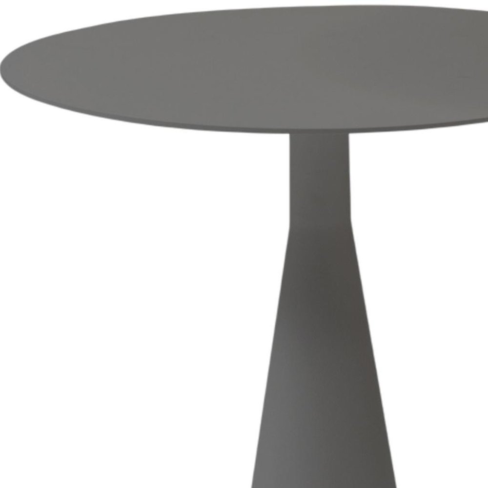 Dark Gray Aluminum Round Outdoor Side Table - 20-inch