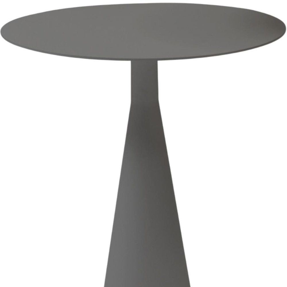 Dark Gray Aluminum Round Outdoor Side Table - 20-inch