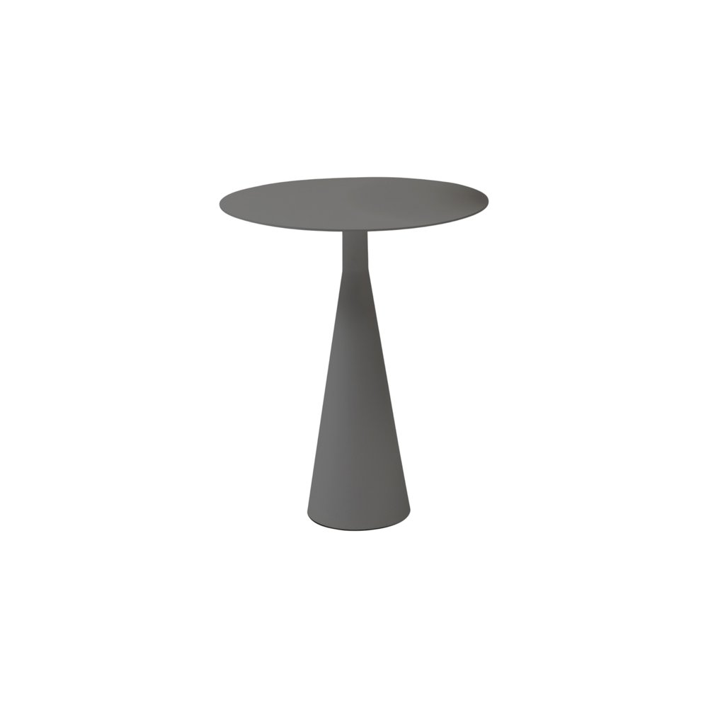 Dark Gray Aluminum Round Outdoor Side Table - 20-inch