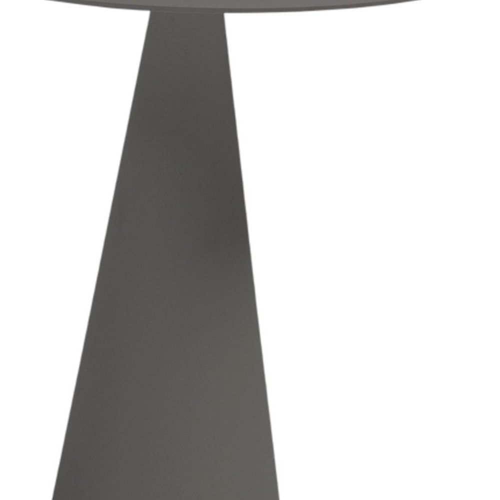 Dark Gray Aluminum Round Outdoor Side Table - 20-inch