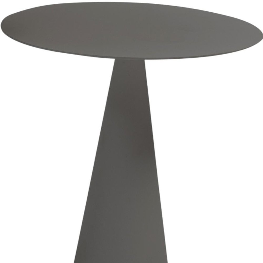 Dark Gray Aluminum Round Outdoor Side Table - 20-inch
