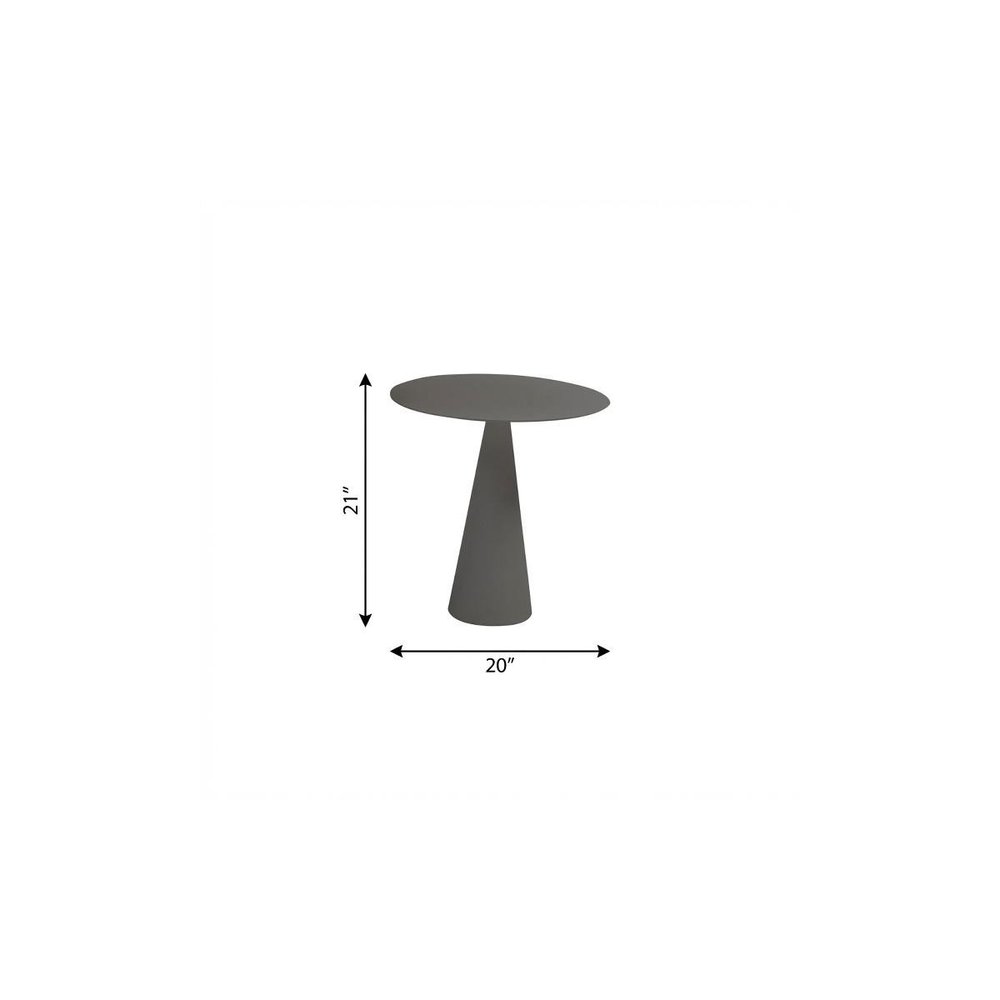 Dark Gray Aluminum Round Outdoor Side Table - 20-inch