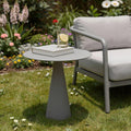 Dark Gray Aluminum Round Outdoor Side Table - 20-inch