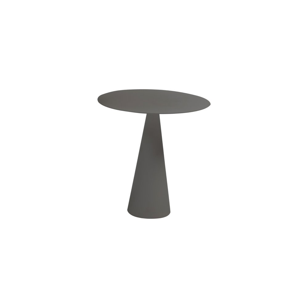 Dark Gray Aluminum Round Outdoor Side Table - 20-inch