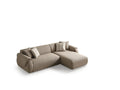 Taupe Boucle L Shaped Two Piece Sofa and Chaise Sectional with Toss Pillows