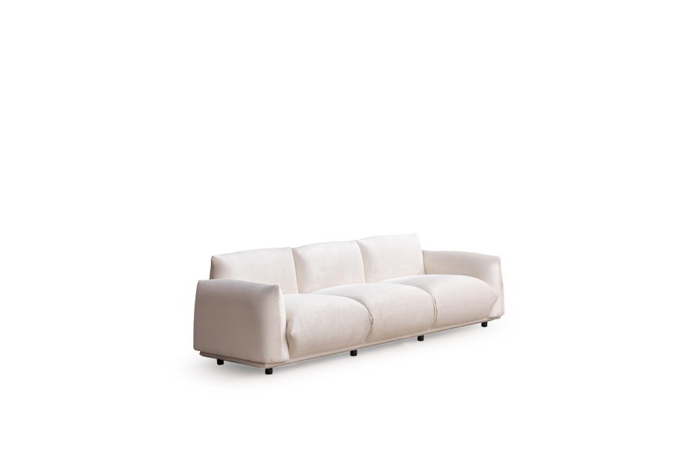 White Velvet Sofa - 98-inch