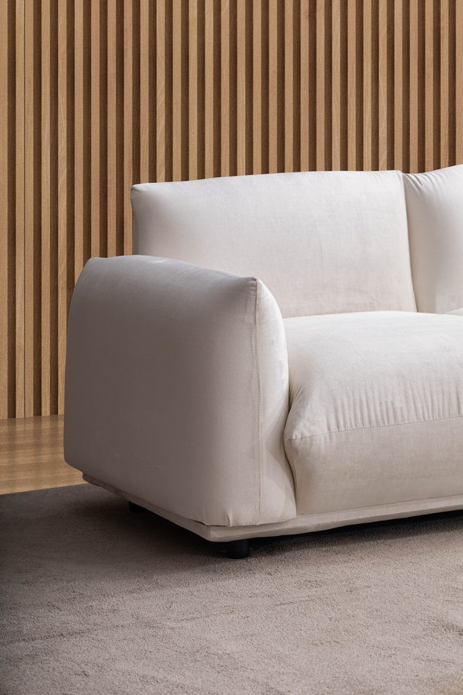 White Velvet Sofa - 98-inch