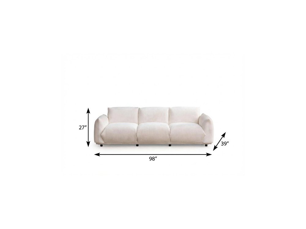 White Velvet Sofa - 98-inch