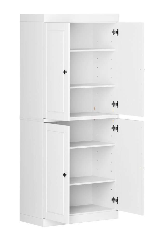 White Solid Wood Four Door Pantry or Storage Closet - 72-inch