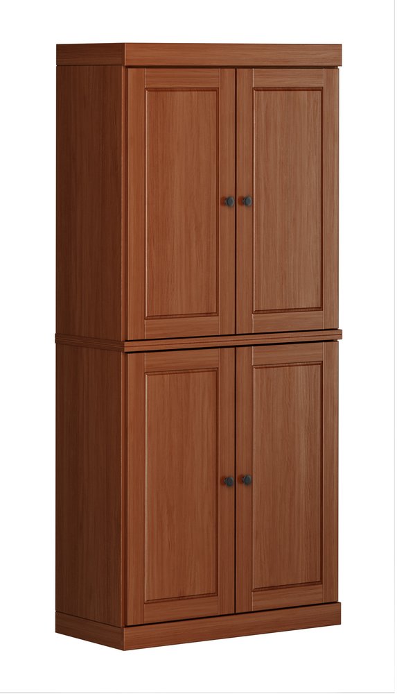 White Solid Wood Four Door Pantry or Storage Closet - 72-inch