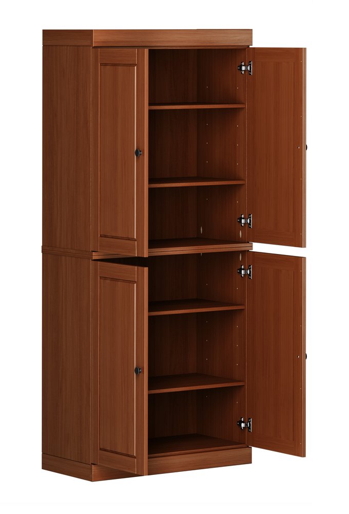 White Solid Wood Four Door Pantry or Storage Closet - 72-inch