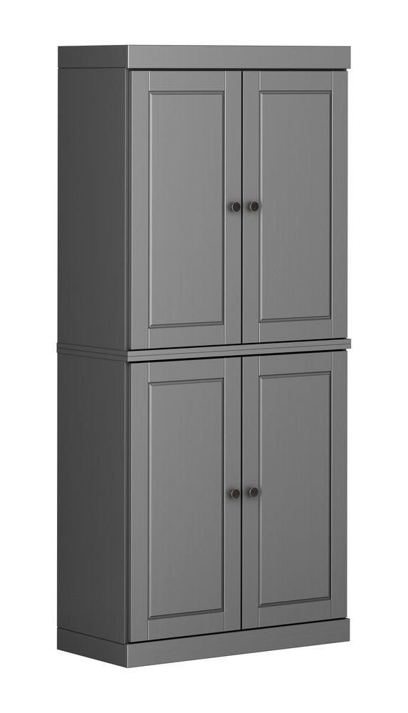 White Solid Wood Four Door Pantry or Storage Closet - 72-inch
