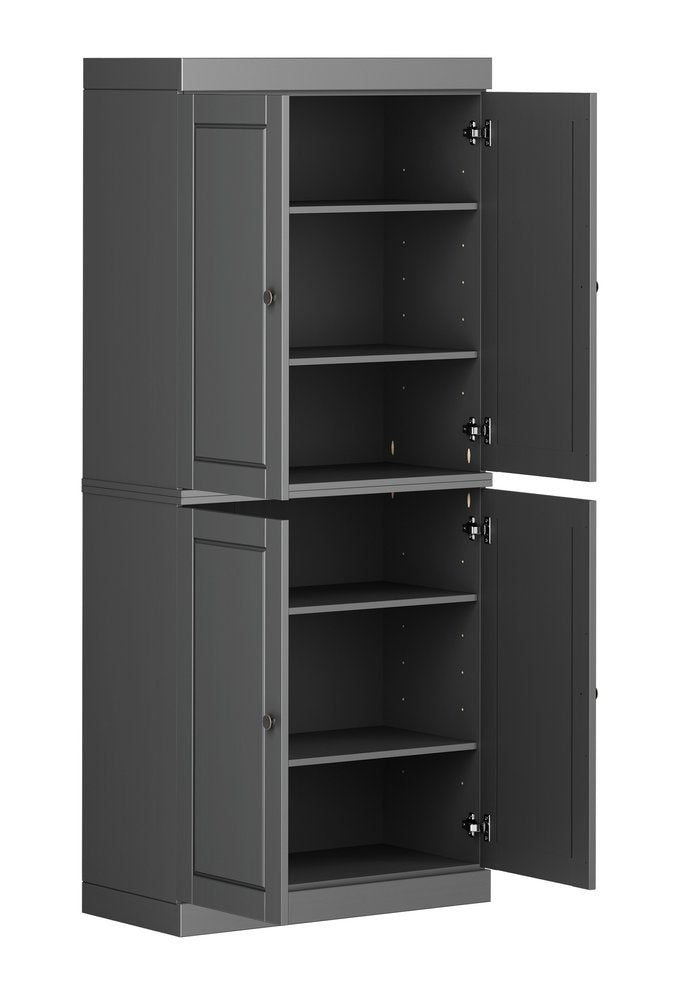 White Solid Wood Four Door Pantry or Storage Closet - 72-inch