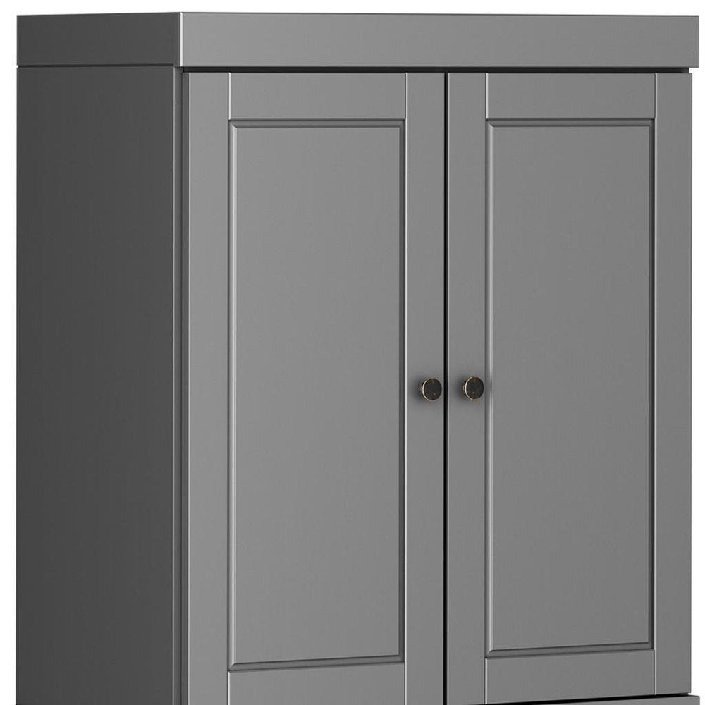 White Solid Wood Four Door Pantry or Storage Closet - 72-inch