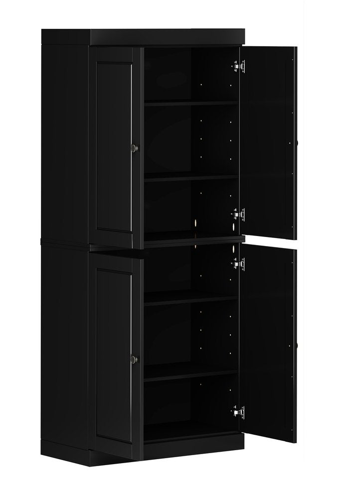 White Solid Wood Four Door Pantry or Storage Closet - 72-inch