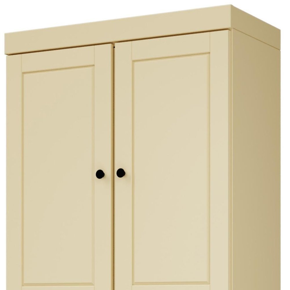 Yellow Solid Wood Four Door Pantry or Storage Closet - 72-inch