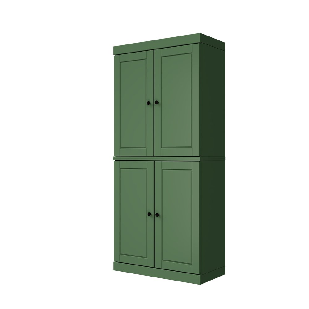 Yellow Solid Wood Four Door Pantry or Storage Closet - 72-inch