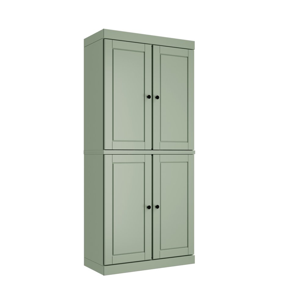 Yellow Solid Wood Four Door Pantry or Storage Closet - 72-inch