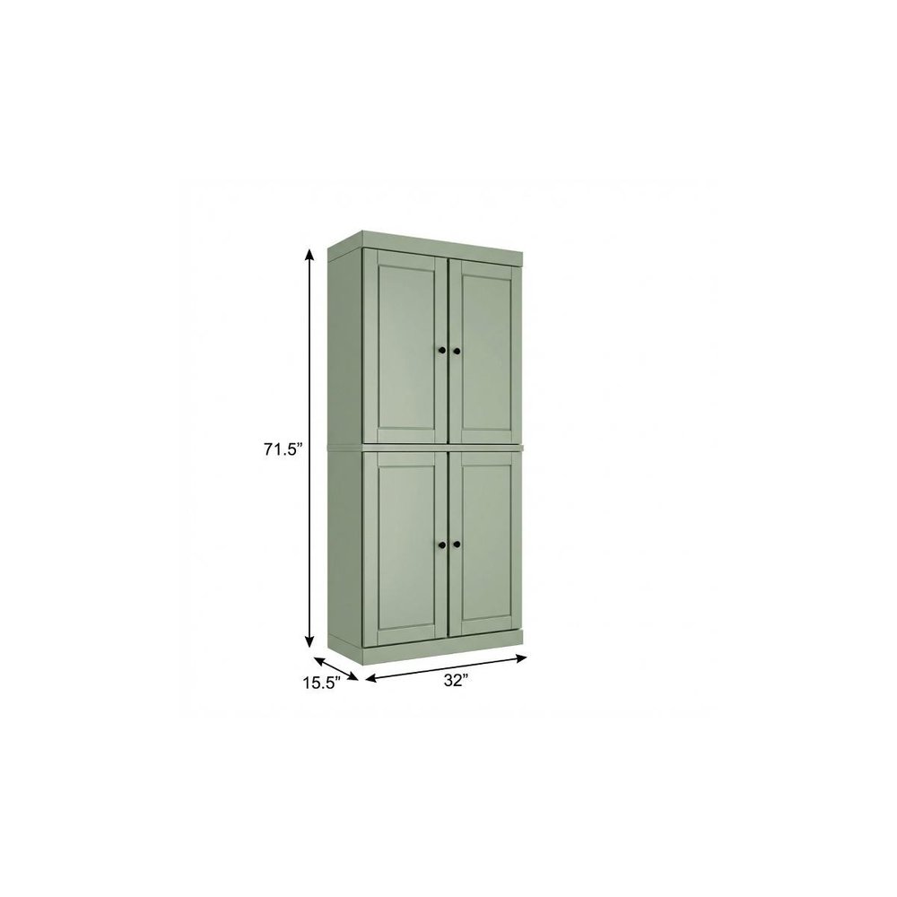 Yellow Solid Wood Four Door Pantry or Storage Closet - 72-inch
