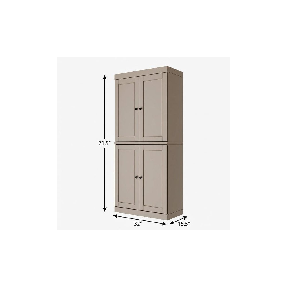 Yellow Solid Wood Four Door Pantry or Storage Closet - 72-inch