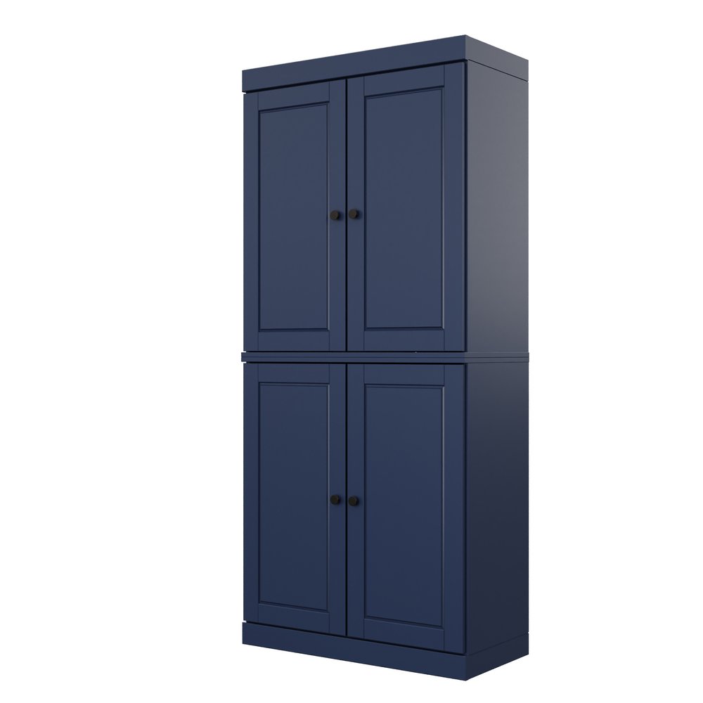 Yellow Solid Wood Four Door Pantry or Storage Closet - 72-inch