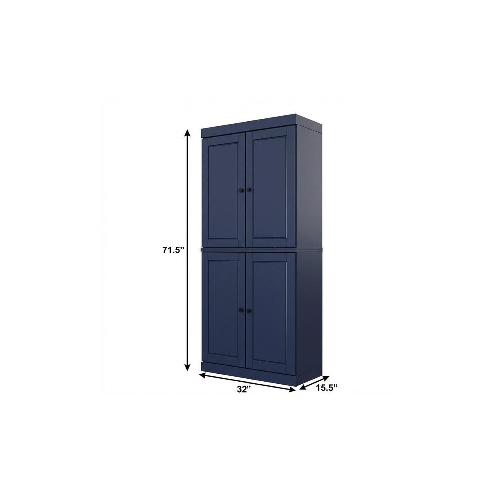 Yellow Solid Wood Four Door Pantry or Storage Closet - 72-inch