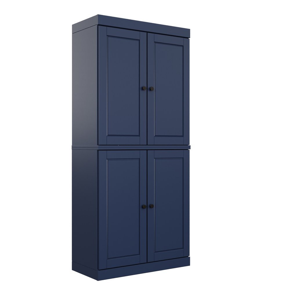 Yellow Solid Wood Four Door Pantry or Storage Closet - 72-inch