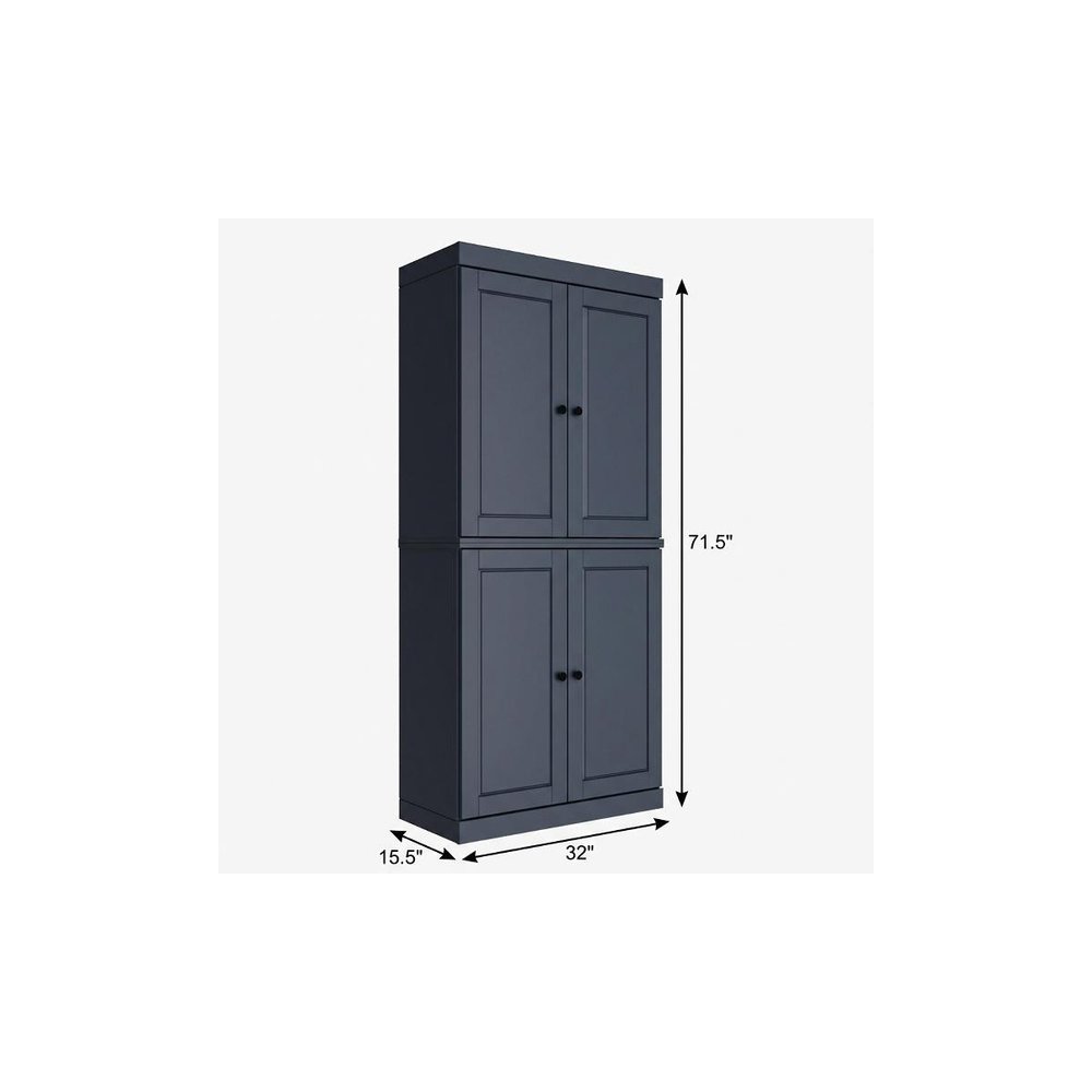 Yellow Solid Wood Four Door Pantry or Storage Closet - 72-inch