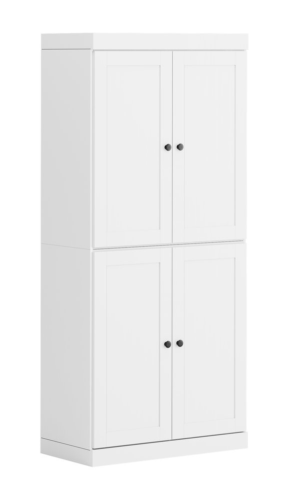 White Solid Wood Four Door Pantry or Storage Closet - 72-inch