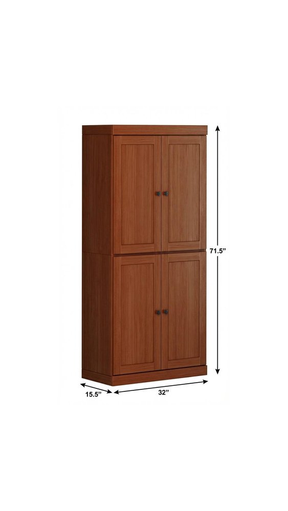 White Solid Wood Four Door Pantry or Storage Closet - 72-inch