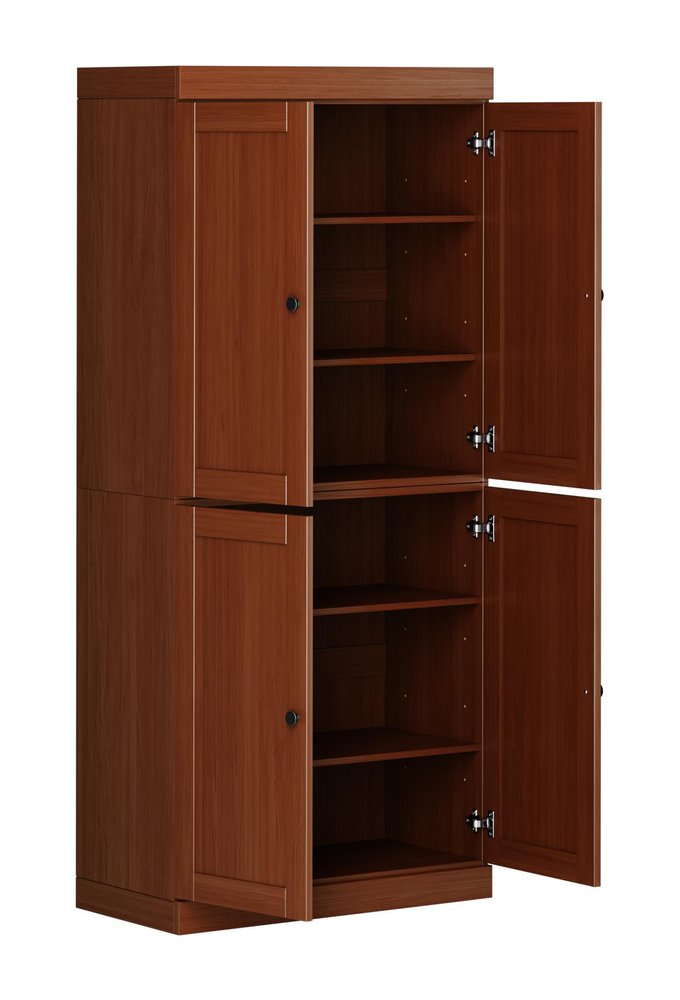 White Solid Wood Four Door Pantry or Storage Closet - 72-inch