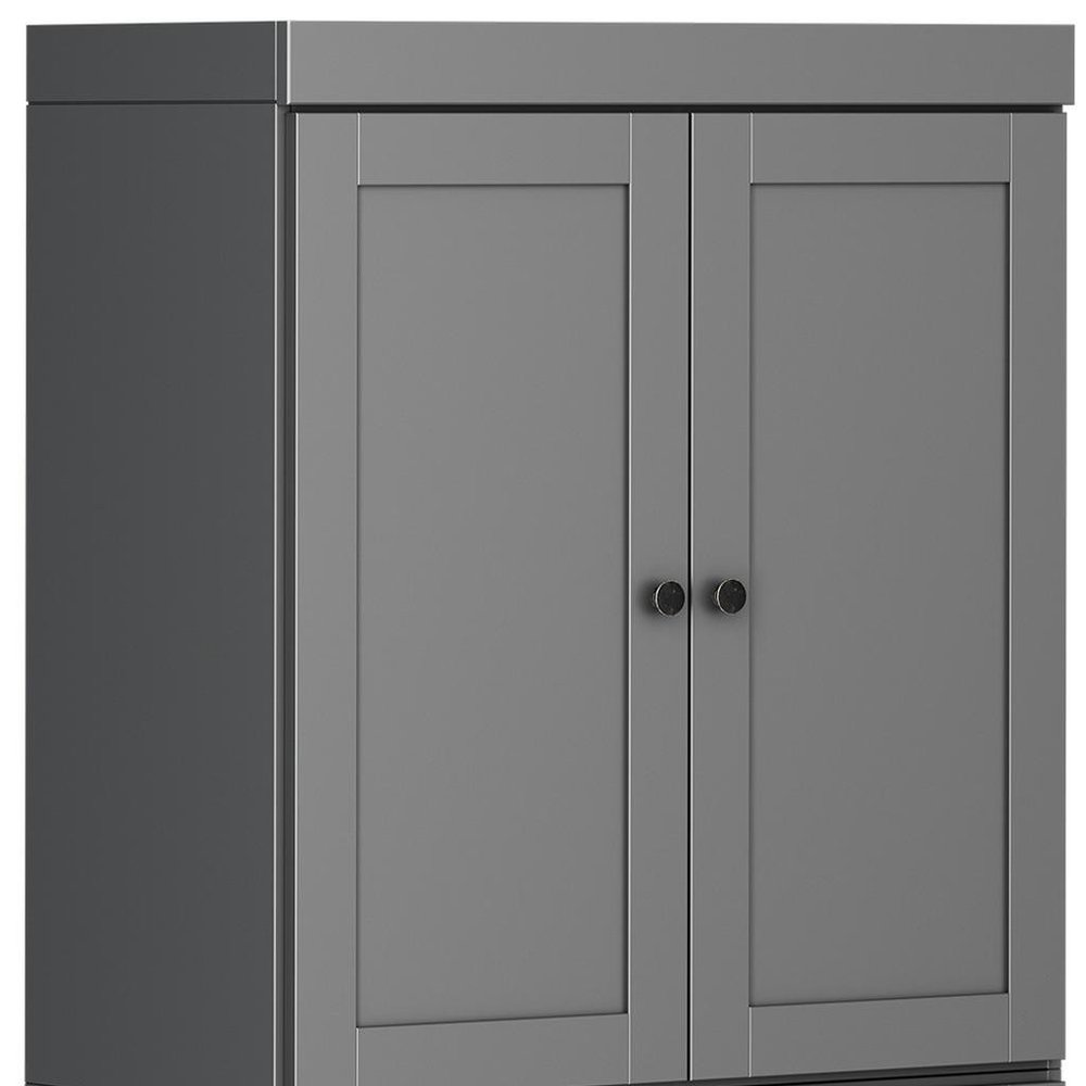 White Solid Wood Four Door Pantry or Storage Closet - 72-inch